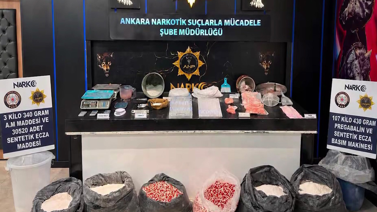 Ankara'da uyuşturucu imalathanesine operasyon: Ham maddeler ve hap basım makinesi ele geçirildi