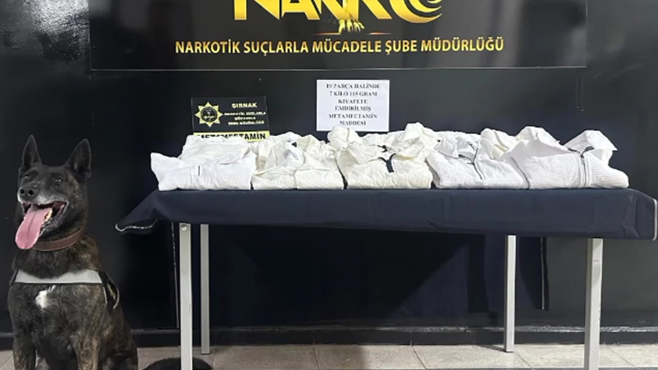 Şırnak'ta kıyafetlere emdirilmiş 7 kilo metamfetamin ele geçirildi