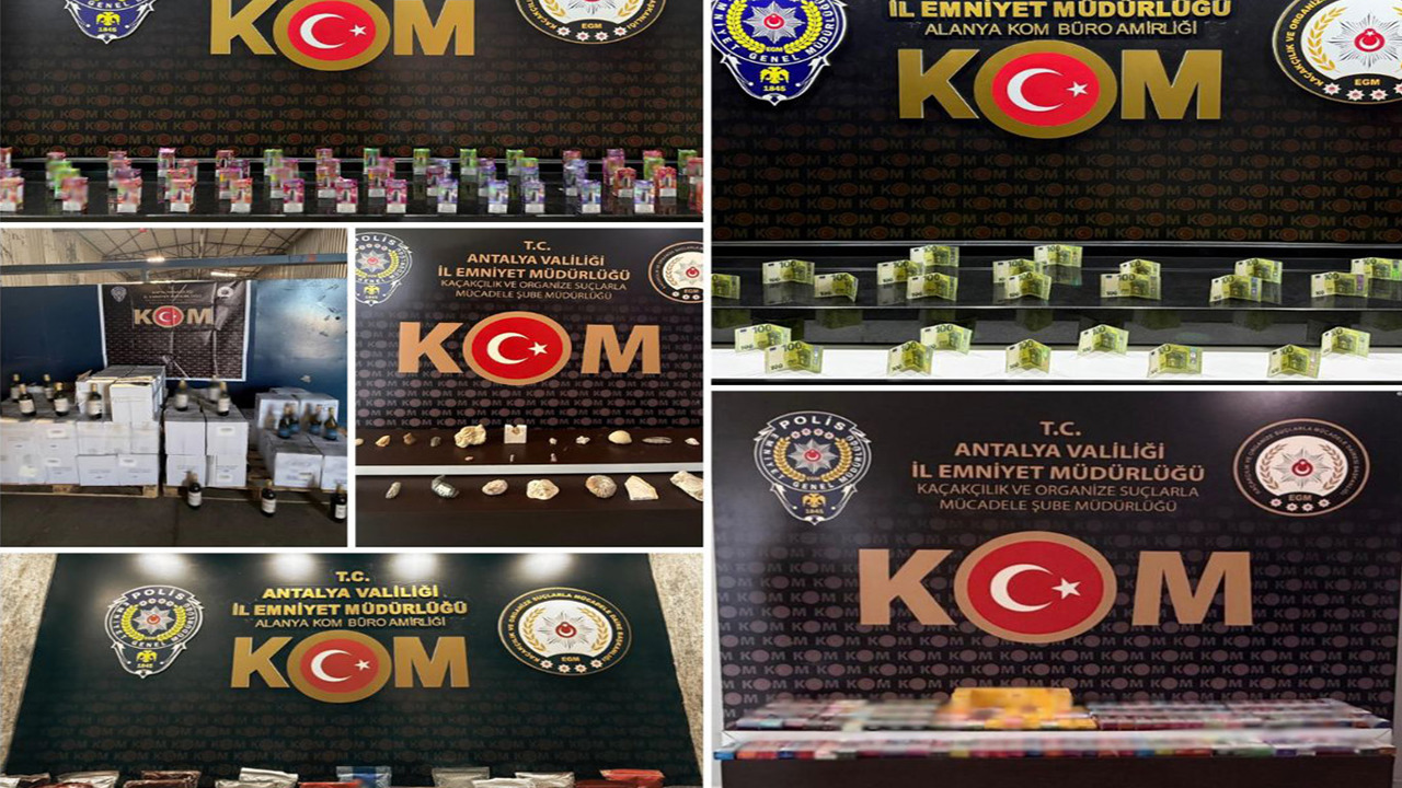 Antalya'da kaçakçılık operasyonlarında çok sayıda kaçak ürün ele geçirildi 