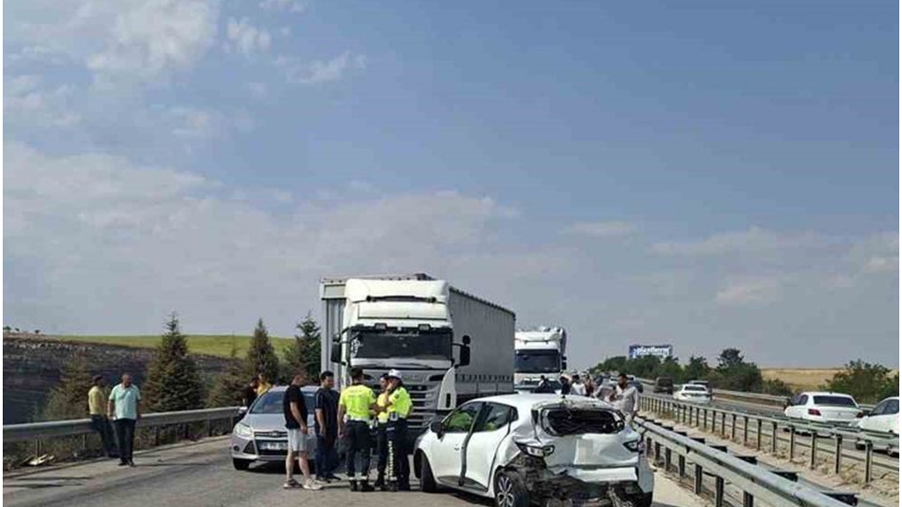 Anız yangını kazaya neden oldu: 13 araç birbirine girdi