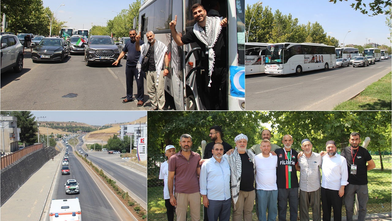 Filistin Konvoyu Diyarbakır’dan Mardin’e uğurlandı