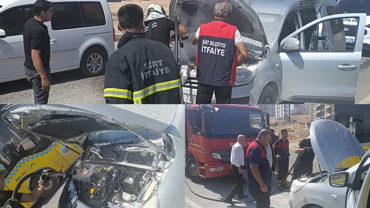 Siirt'te seyir halindeki kamyonette yangın çıktı