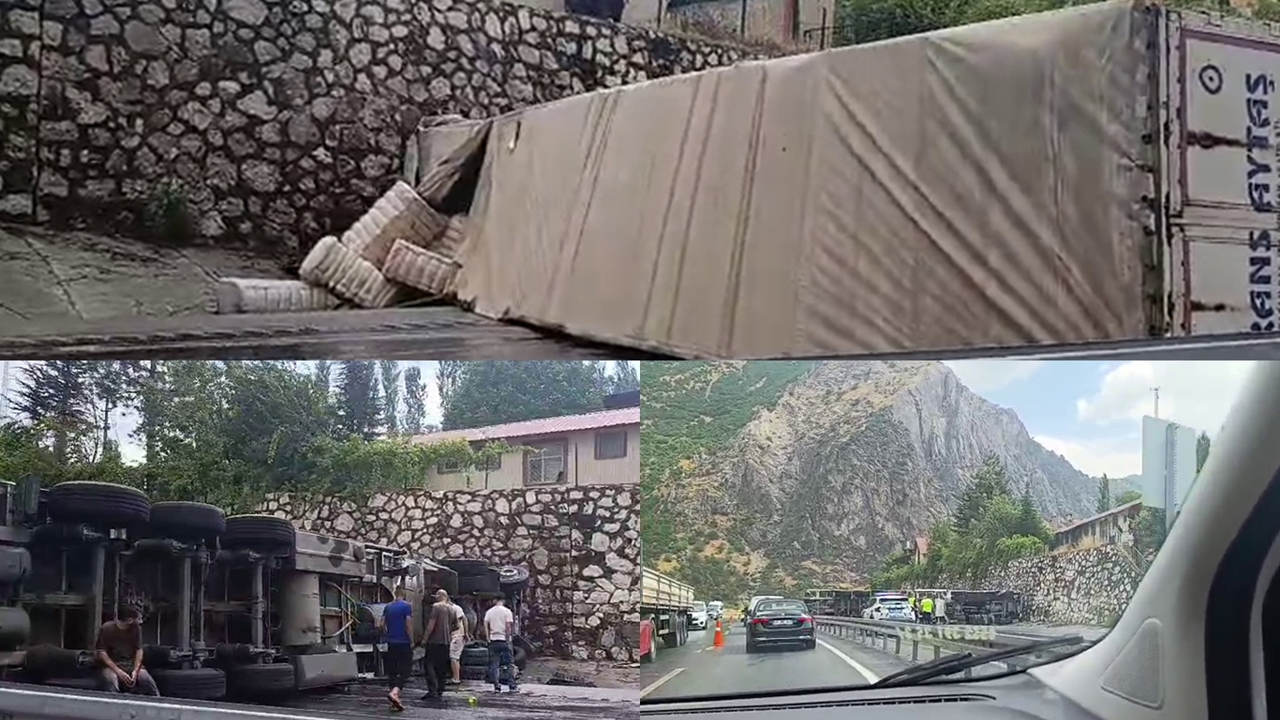 Siirt-Bitlis yolunda tır devrildi: Kilometrelerce araç kuyruğu oluştu