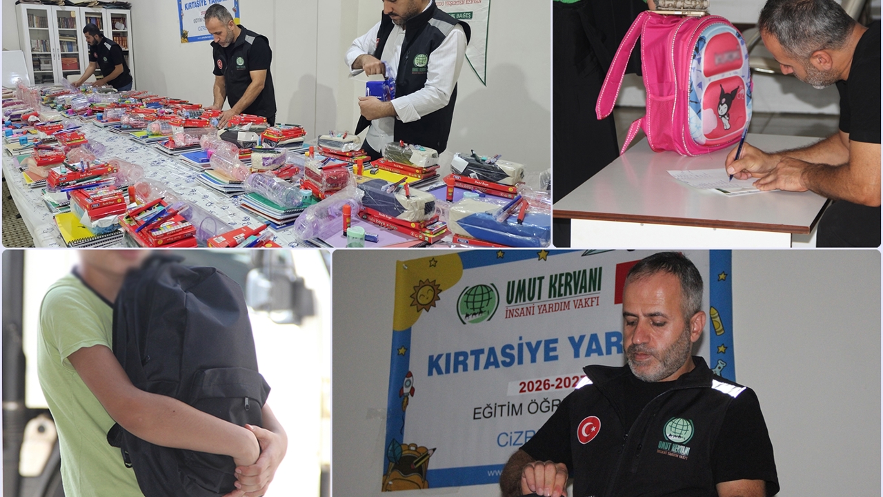 Cizre Umut Kervanı Derneğinden ihtiyaç sahibi öğrencilere kırtasiye yardımı