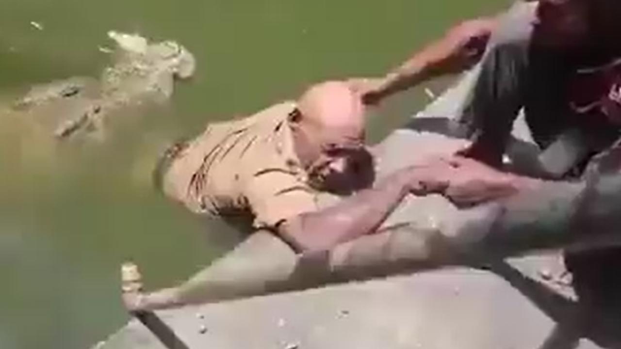 Timsahı beslemek için kafese girdi, saldırıya uğradı