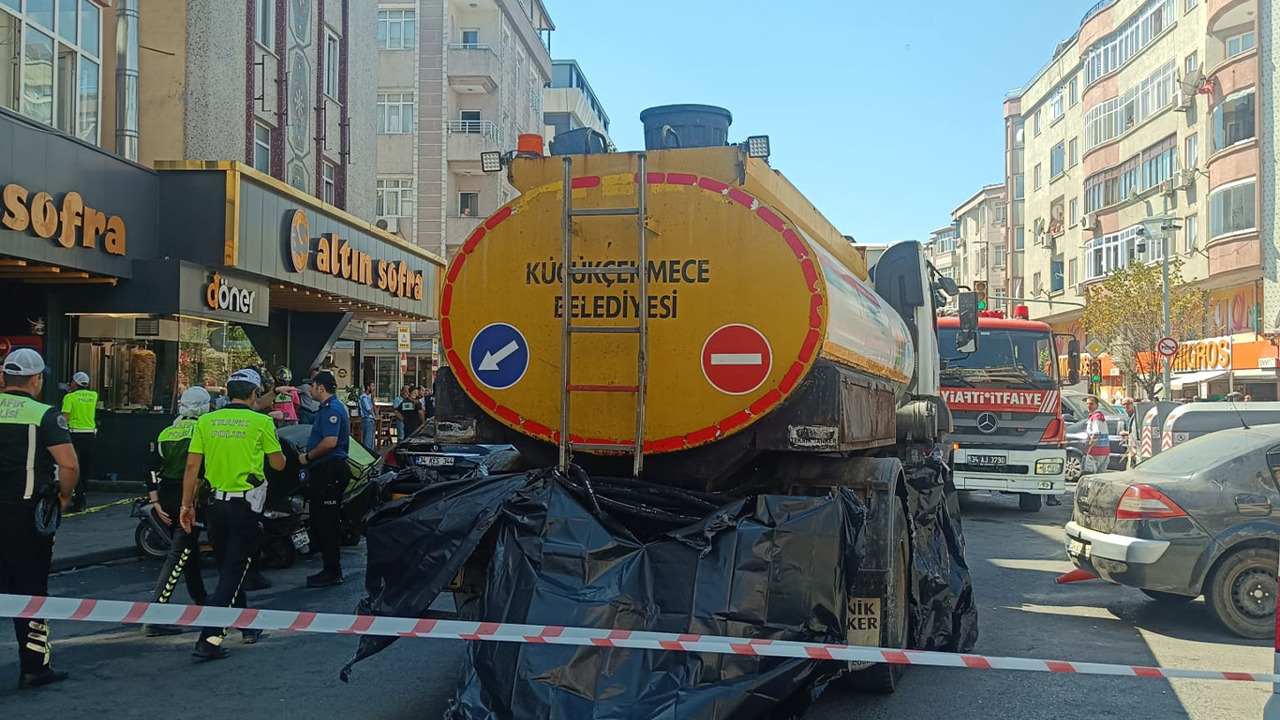 Küçükçekmece'de su tankerinin altında kalan kadın öldü