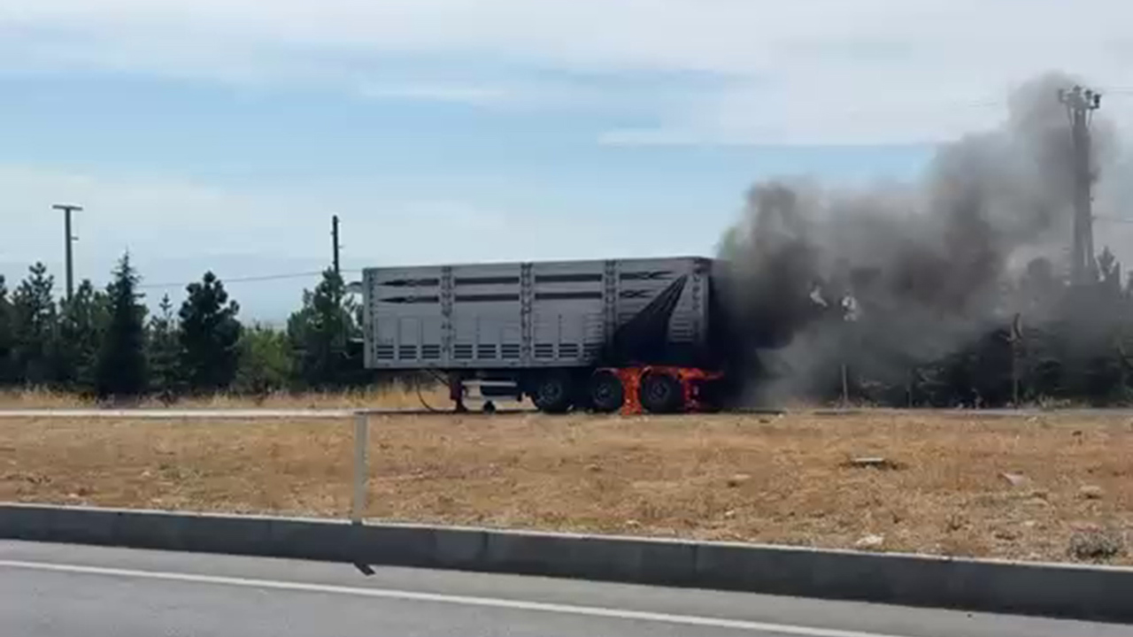 Malatya'da seyir halindeki tırın dorsesinde yangın çıktı
