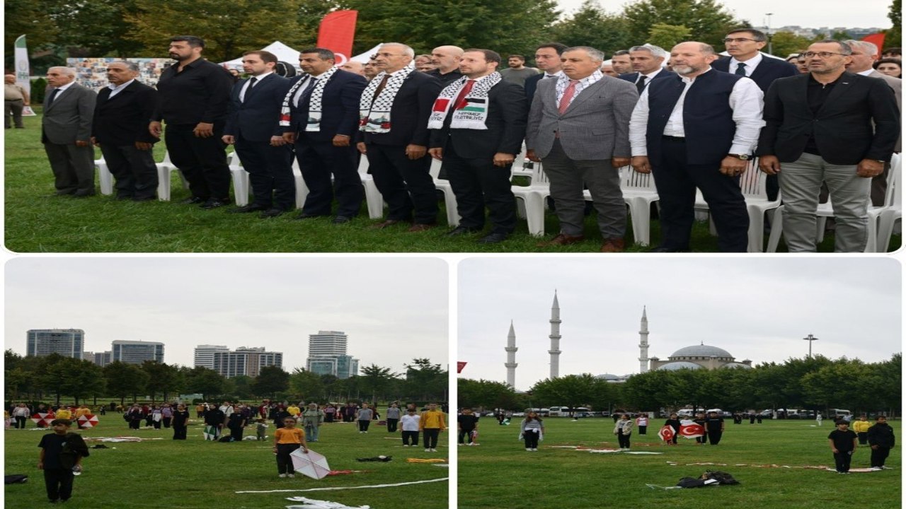 Bursa’da gökyüzü Gazze için uçurtmalarla renklendi