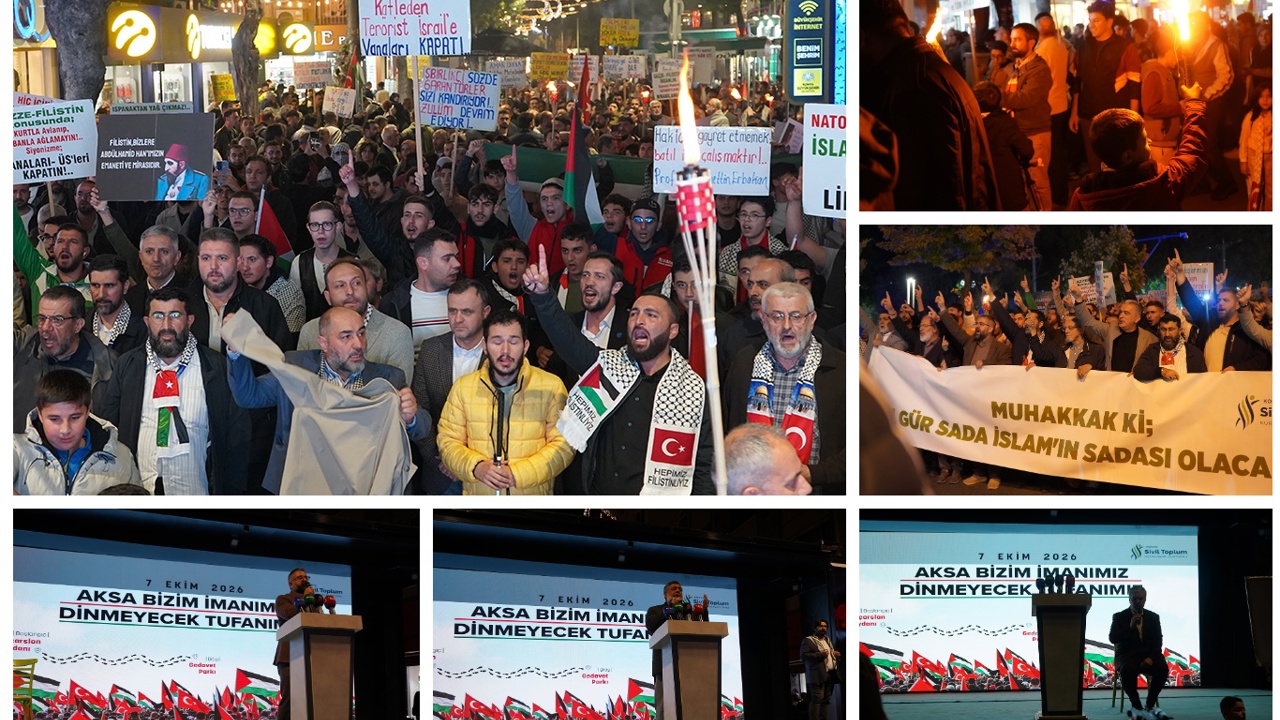 Konya'da Aksa Tufanı'nın yıl dönümünde Gazze'ye destek yürüyüşü