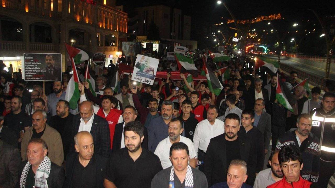 Mardin'de Aksa Tufanı'nın 3'üncü yıl dönümünde Gazze için yürüyüş düzenlendi
