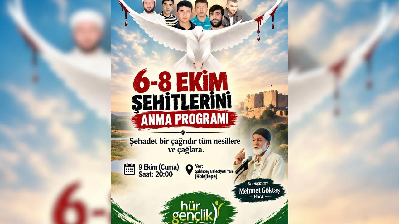 Gaziantep'te 6-8 Ekim şehitleri anma programı düzenlenecek