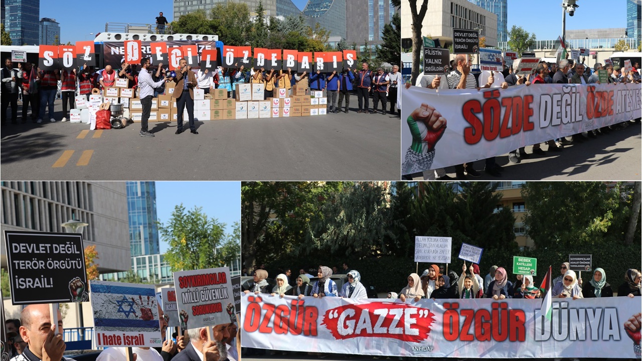 ABD Büyükelçiliği önünde "Gazze'de Sözde Değil Gerçek Ateşkes" çağrısı