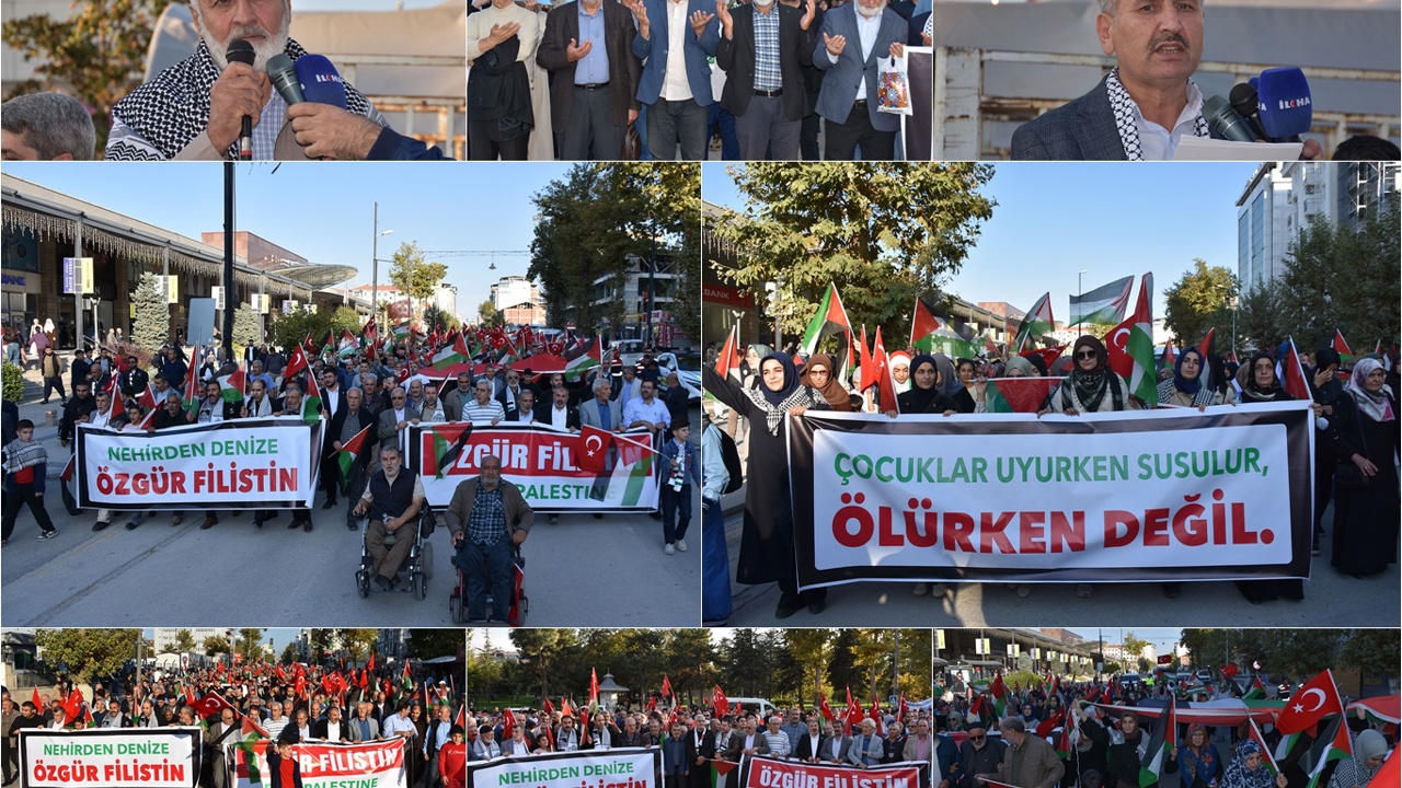 Malatya'da binlerce kişi özgür Filistin için yürüdü