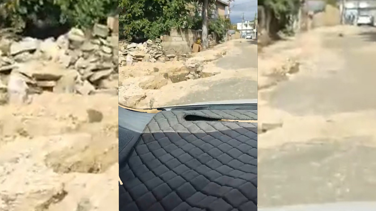 Yağış sonrası bozulan yol için yetkililere çağrı