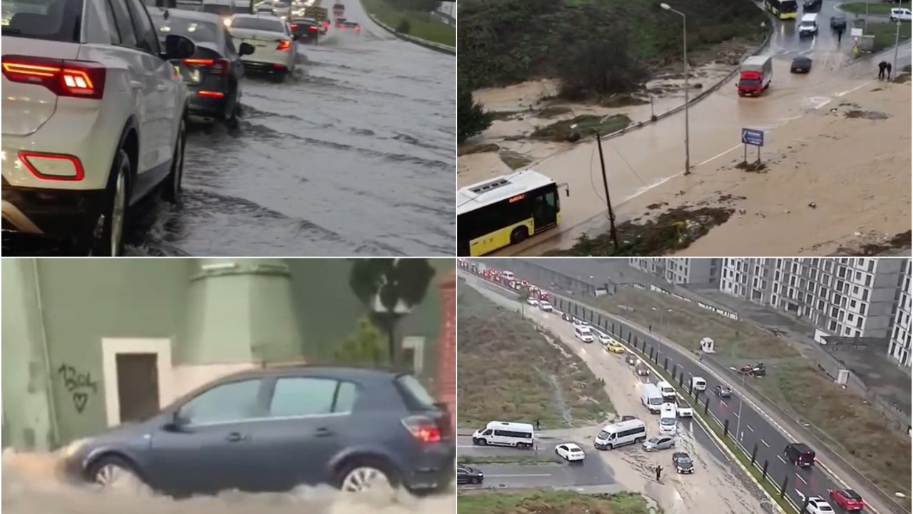 İstanbul'da kuvvetli yağış: Cadde ve sokakları su bastı