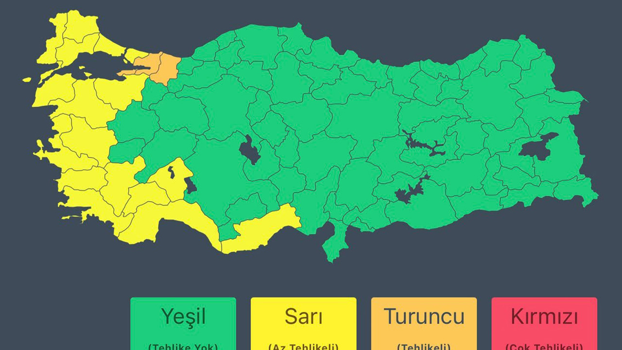 İçişleri Bakanlığından birçok il için kuvvetli yağış ve fırtına uyarısı