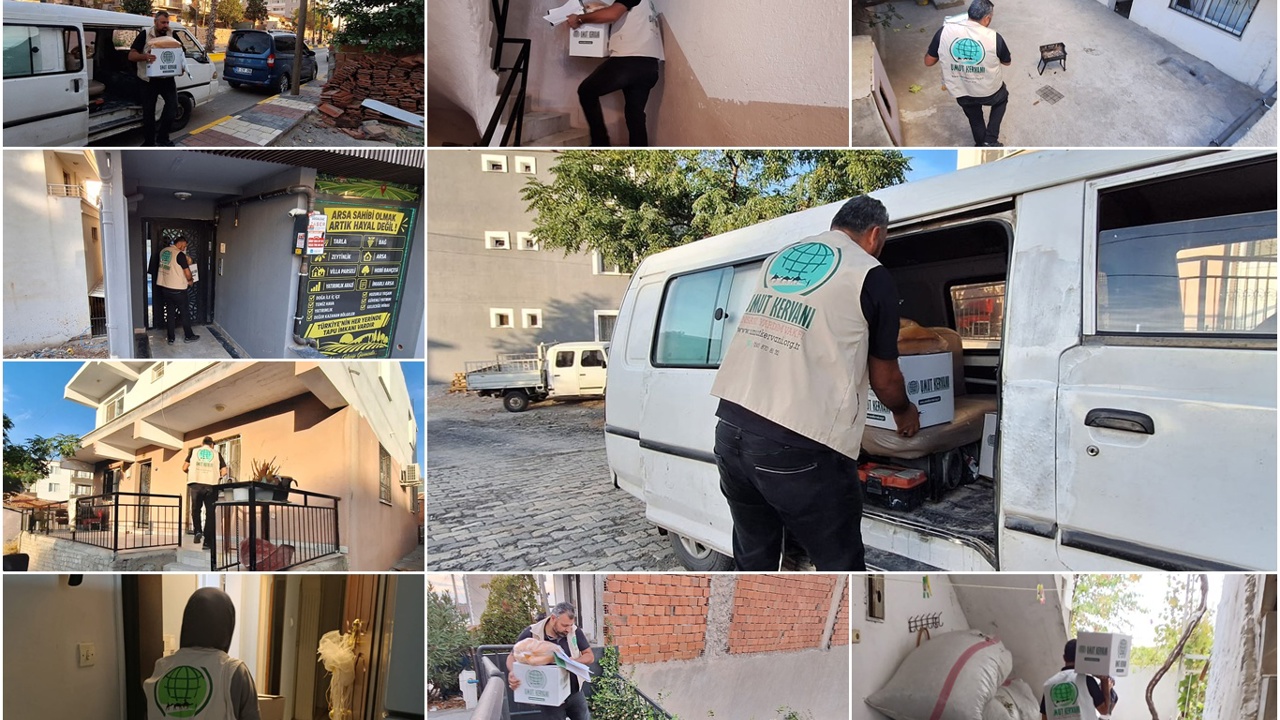 Umut Kervanı İzmir'de ihtiyaç sahibi ailelere gıda yardımında bulundu