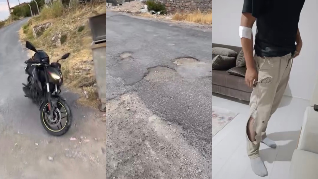 Malatya’nın Akçadağ ilçesinde uzun süredir onarılmadığı öne sürülen yoldaki çuku
