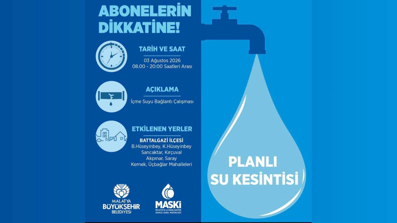 Battalgazi’de Yaşayanların Dikkatine: 8 Mahallede 12 Saatlik Planlı Su Kesintisi!