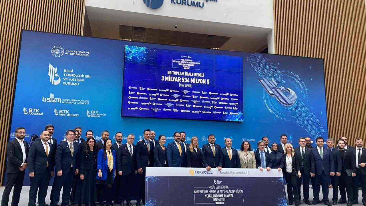 5G Yetkilendirme İhalesi’nde toplam ihale bedeli 3 milyar 534 milyon dolar oldu
