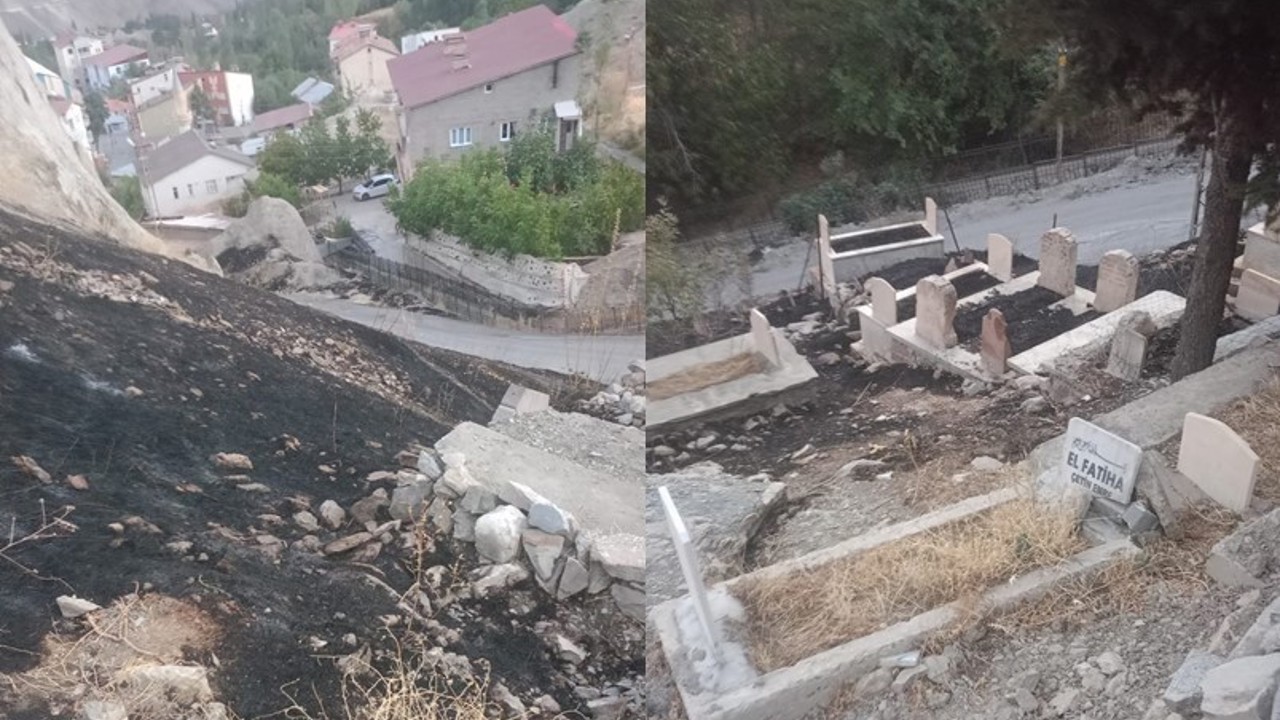 Anız yangınları mezarlıklara zarar veriyor
