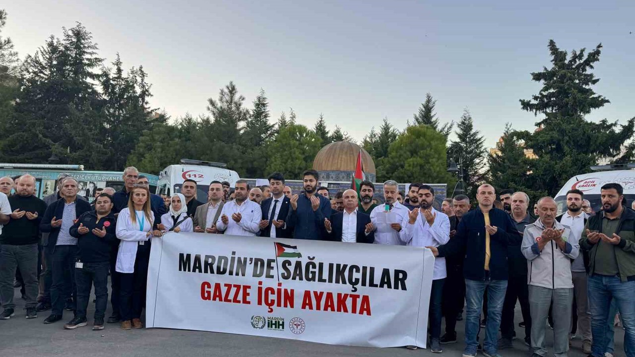 Mardin’de sağlıkçılar Gazze için ayakta
