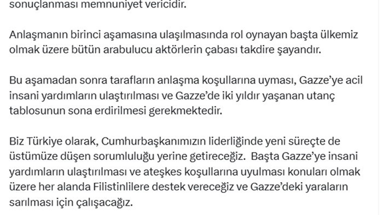 İletişim Başkanı Duran: "İsrail ile Hamas arasındaki uzlaşma memnuniyet verici"

