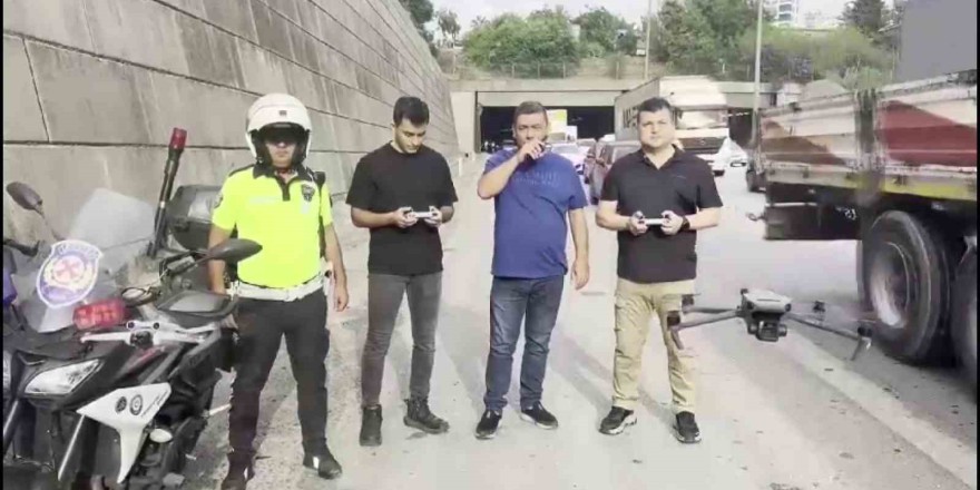 Adana’da sürücülere yönelik dron ile denetim