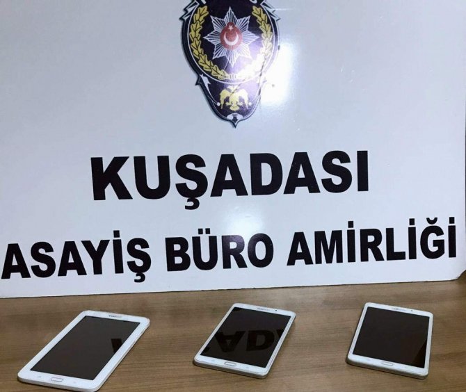 Kuşadası’nda 4 adet tablet çalan 2 şüpheli tutuklandı