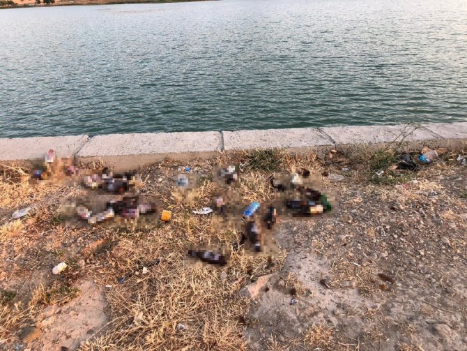 Vatandaşlardan piknik alanındaki içki şişelerine tepki