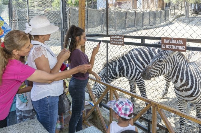Çocuklar anneleriyle Tarsus Hayvan Parkı’nı gezdi