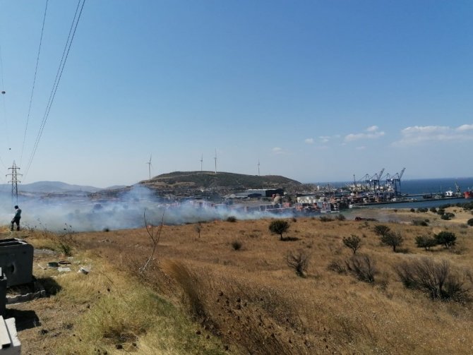 İzmir’de makilik ve otluk alanda yangın
