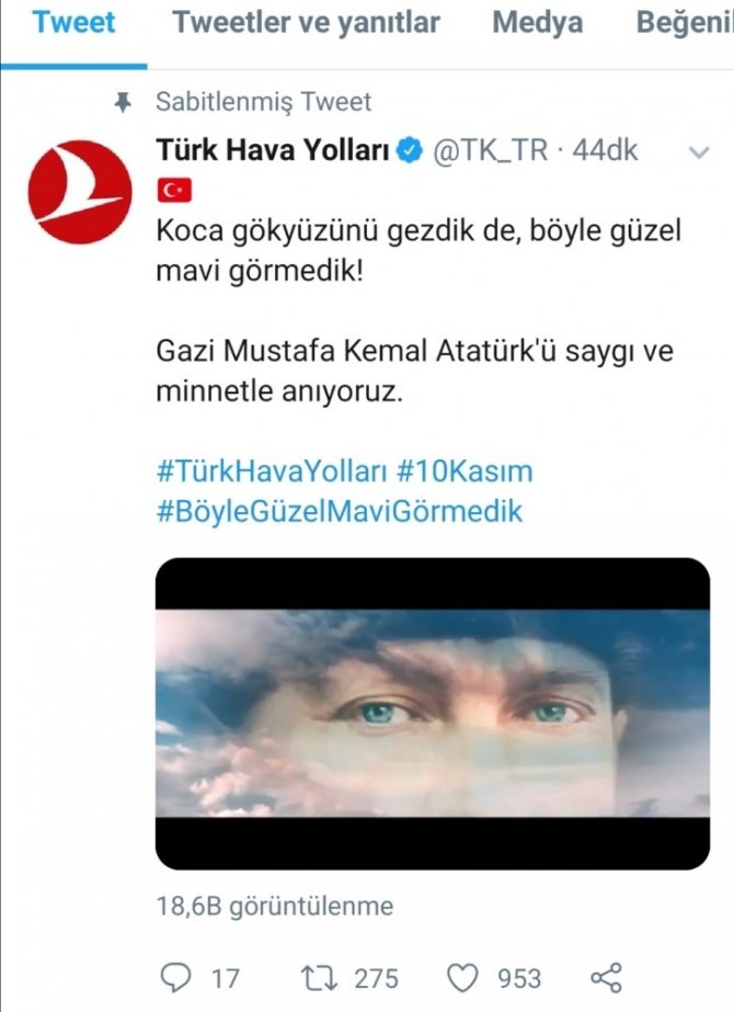 THY’den 10 Kasım’a özel Atatürk paylaşımı