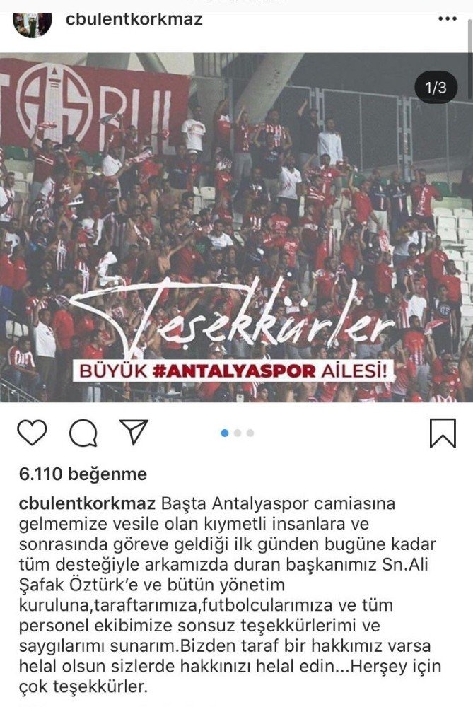 Antalyaspor’da Bülent Korkmaz’dan veda mesajı