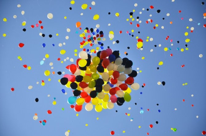 Öğretmenler 2 bin balon uçurdu
