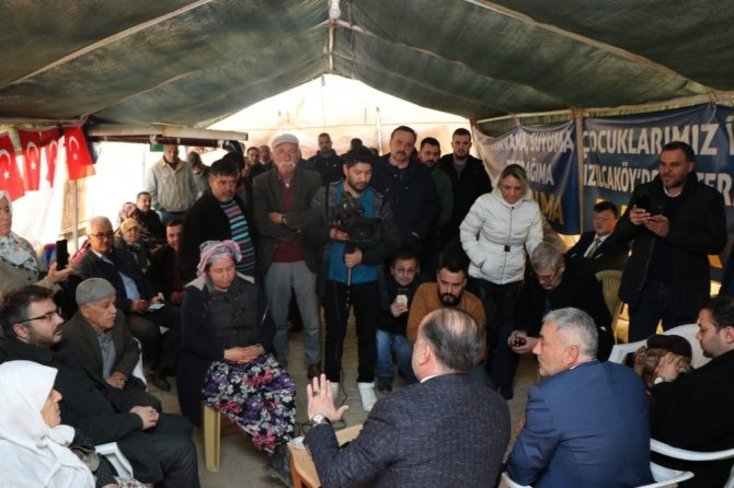 AK Parti’li Yavuz, Kızılcaköy’de jeotermal eylemcilerini nöbet çadırında ziyaret etti