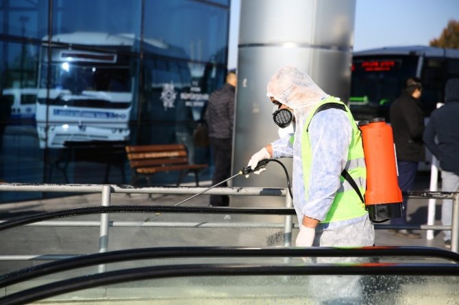 Aydın’da otobüs terminalleri dezenfekte edildi