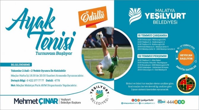 Yeşilyurt Belediyesi ayak tenisi turnuvasının fikstür çekimi yapıldı